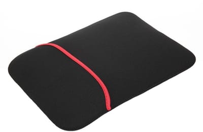 Laptophoes - Laptop sleeve - Opening bovenkant - 40x29cm - 17 inch - Reversible - Laptop beschermer / protection - Neopreen - Computerhoes - Zwart met rood - Jonyx