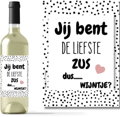 Wijnetiket Cadeau Zus | Flesetiket Sticker Wijnlabel - Persoonlijk en Stijlvol Zussencadeau