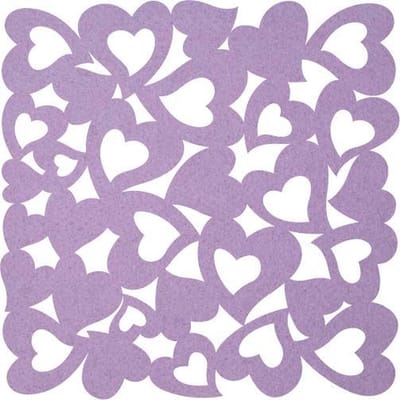 Hartjes vilt onderzetters - Lila - 6 stuks - 9,5 x 9,5 cm - Tafeldecoratie - Glas onderzetter - Valentijn - Cadeau - Woondecoratie - Tafelbescherming - Onderzetters Voor Glazen - Keukenbenodigdheden - Woonaccessoires - Tafelaccessoires