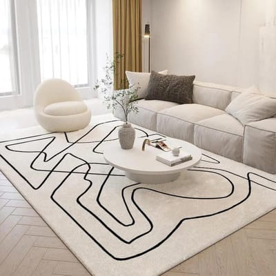 Design créatif à lignes de tapis résistant à l'usure et antidérapant pour la décoration intérieure douce et pelucheuse du salon et de la chambre à coucher 60*90cm