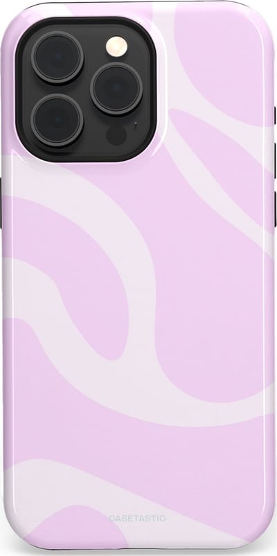 Casetastic hoesje geschikt voor Apple iPhone 15 Pro Max - MagSafe - Dubbellaagse bescherming - Vrolijk Roze Suikerspin Curves - Fashion Case - Lichtroze Wit