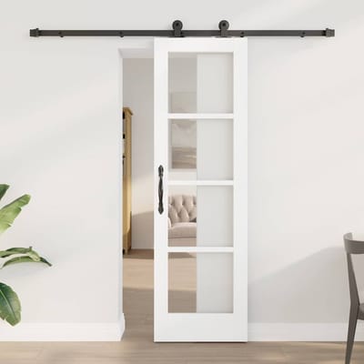 vidaXL - Schuifdeur - ORKDAL - 61 - x - 198,5 - cm - Massief - grenenhout - en - glas