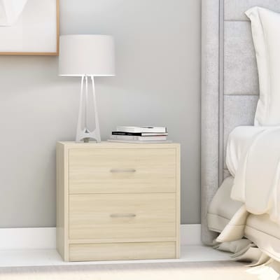 vidaXL - Nachtkastje - 40x30x40 - cm - bewerkt - hout - sonoma - eikenkleurig