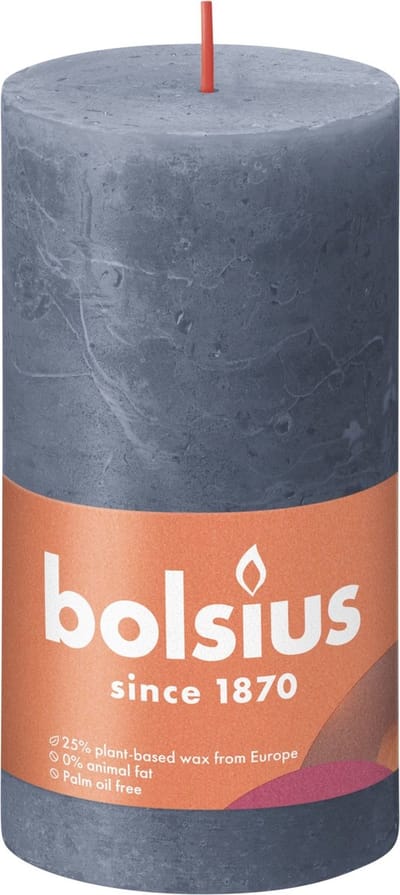 Bolsius Stompkaars Twilight Blue Ø68 mm - Hoogte 13 cm - Blauw/Grijs - 60 Branduren