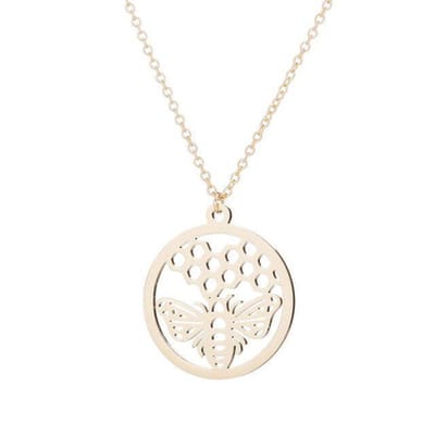 24/7 Jewelry Collection Bij Ketting - Honingbij - Honingraat - Bijenraat - Cirkel - Goudkleurig