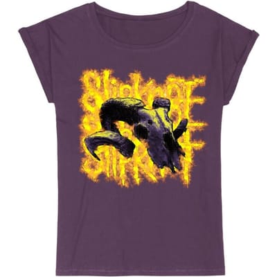 Slipknot T-shirt - Burning Goat Skull - S tot 3XL - voor Vrouwen - lila