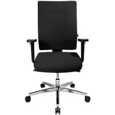 Bureaustoel PROFI STAR 15 hoog, met armleuningen, synchroonmechanisme, vlakke zitting, ergonomische rugleuning, zwart/alusisch zilver
