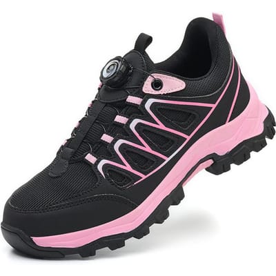 Chaussures de sécurité à bouton rotatif pour femmes, baskets à embout en acier anti-écrasement et anti-perforation, chaussures de travail de sécurité antidérapantes, baskets de protection 35 black