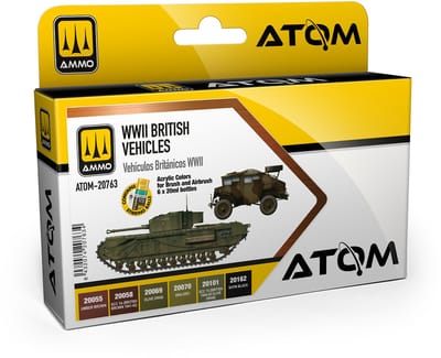 AMMO by Mig Jimenez Hobbyverf Acrylverf - MIG 20763 ATOM - WWII Britse Voertuigen Kleurenset - Acryl Set 6x20ml Verf set - 6x 20 ml
