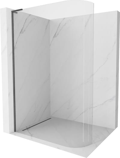 Mexen Kioto-R L afgeronde inloopdouchewand 110 x 200 , transparant, geborsteld kanon grijs - 800-110-103-66-06