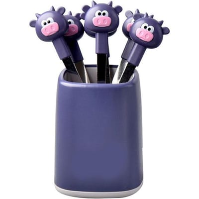 Ensemble de 6 fourchettes à fruits pour enfants en acier inoxydable mignon dessin animé animal veau pics à nourriture fourchettes à dessert pour