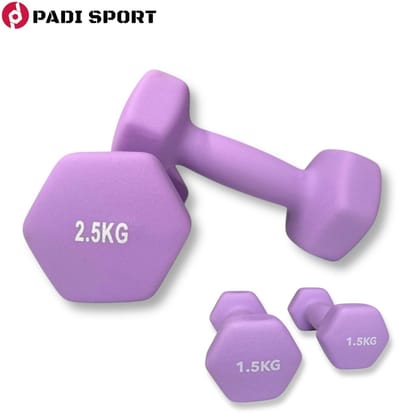Padisport dumbells Paars 1.5 2.5 kg - gewichten set halters - gewichten set dumbbell - dumbells set