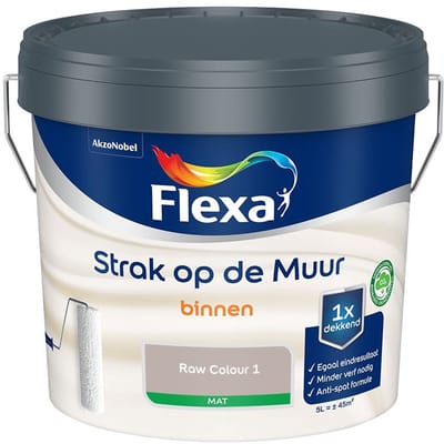 Flexa - Strak Op De Muur Binnen Mat - Raw Colour 1 - Mengverf - 5 L