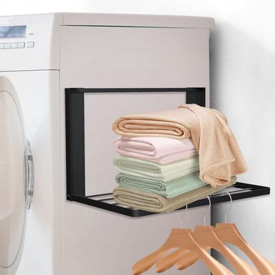 Vouwbare Magnetische Droogrek voor Wasmachine en Koelkast - Ideaal voor Kleding en Handdoeken - 40,5 x 25 cm Zwart
