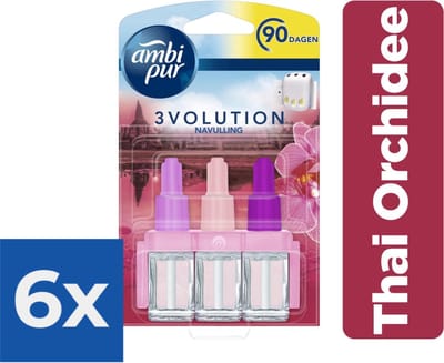 Ambi Pur Electrische Luchtverfrisser 3Volution Navulling Thai Orchid - Voordeelverpakking 6 stuks