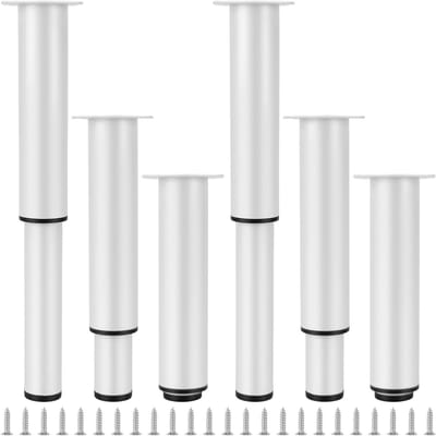Set van 6 Verstelbare Meubelpoten Wit - 180mm tot 300mm Hoogte - Voor Bank, Kast of Bed