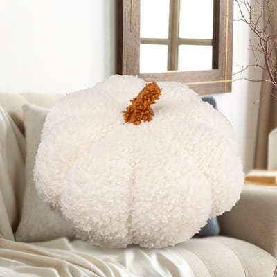 Dailygoods- Pompoenkussen 3D Pluche - Halloween Kussen - Decoratief Kussen - Rond - Voor Kinderen - 20 cm - Ademend en Antiallergisch - Decoratiekussen