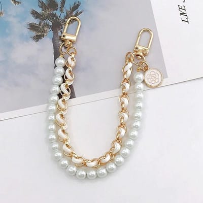Chaîne de Perles de 26 cm Pour Sac à Main Accessoires de Mode Pour Sacs à Main Poignées Pour Sac à Main Chaîne de Sac en Perles d'Imitation Chaînes en Métal blanc