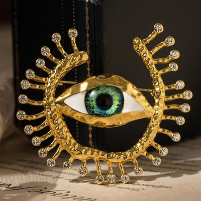 Klassiek Vintage Design Dames Heren Grote Ogen Hoge Kwaliteit Badges Spelden Unisex Paleis Barok Emaille Kristal Banket Corsage Spelden
