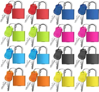 Kleurrijke Mini Hangslot Set van 16 Stuks met Sleutel voor Bagage, Koffer en Gereedschapskist