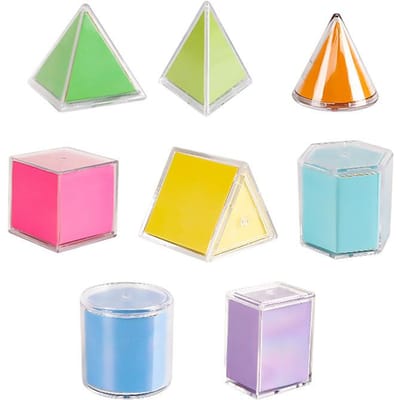 8 pièces Formes Géométriques Transparentes Blocs Jouets Montessori Jeu d'Empilage Jouets Mathématiques Jouet Éducatif pour Âges 3+ Enfants Bébés beige