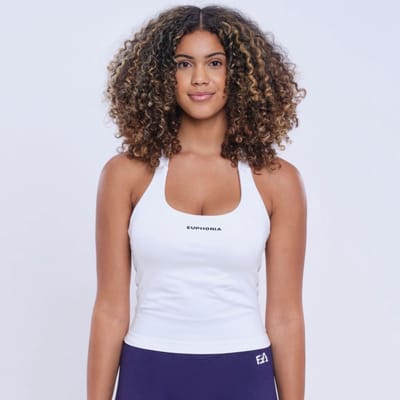 Euphoria Halter Sporttop - Sportkleding Dames - Ingebouwde BH - Uitneembare Pads - Vochtafvoerend - Wit - Maat S