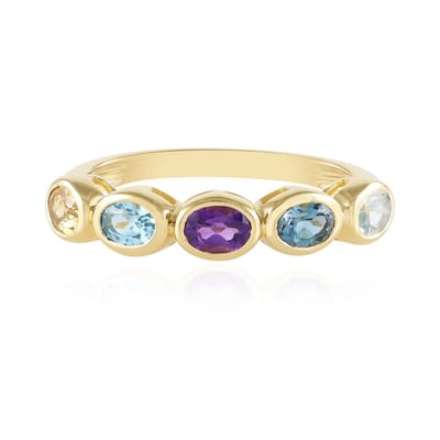 Cavill - Zilveren Vergulde Ring met Amethist, Topaas en Citrien - 0,99 ct Braziliaanse Edelstenen - Elegant & Vrouwelijk Sieraad