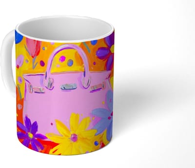 Mok - Koffiemok - Tas - Roze - Bloemen - Mokken - 350 ML - Beker - Koffiemokken - Theemok