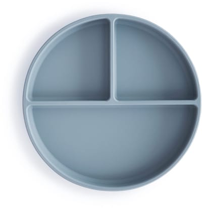 Mushie - Siliconen Vakjesbord met Zuignap - Borden & kommen - Powder Blue