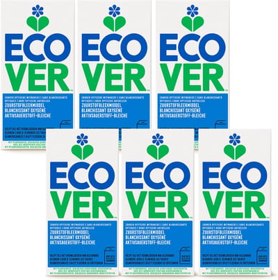 Ecover Bleekmiddel - Zuurstofbleekmiddel - Voordeelverpakking 6 x 400g - Plantaardig & Biologisch afbreekbaar - Zuurstofbleek voor helderwit wasgoed - Gerecycled karton