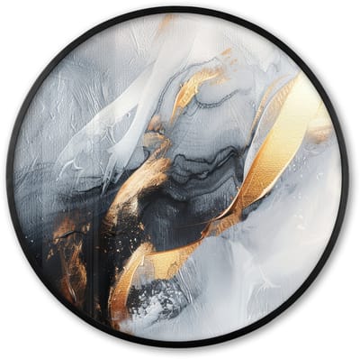 Poster in lijst Rond - Fotolijst 60x60 cm - Posters - Abstract - Goud - Verf - Aesthetic - Art - Ronde posterlijst zwart - Decoratie - Wanddecoratie woonkamer - Muurdecoratie slaapkamer