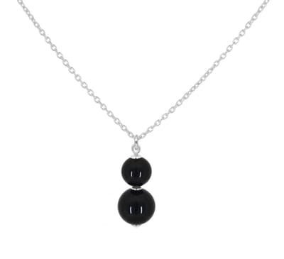 ARLIZI 2344 Ketting onyx kralen hanger - sterling zilver - 44 cm