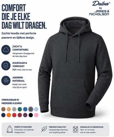 Daiber Hoodie Heren - Sweatshirt Heren met Capuchon - (Donkergrijs) - Maat M - Inclusief 2 TLRGolf Wasknijpers