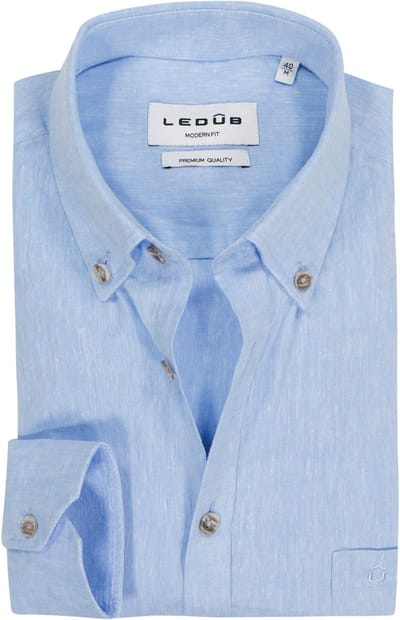 Ledub modern fit overhemd - mouwlengte 72 cm - structuur - lichtblauw - Strijkvriendelijk - Boordmaat: 38 (EU maat: S)