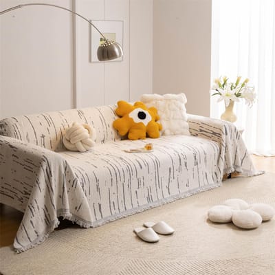 Zware Microfiber Fleece Bankhanddoek met Kwasten, Geometrisch Jacquard voor Woonkamer Bank Grote Deken Vrije Tijd Handdoek 180x90cm