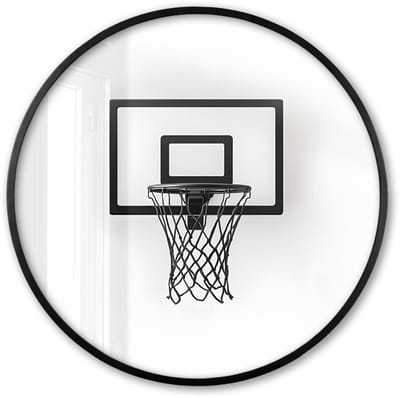Poster in lijst Rond - Fotolijst 60x60 cm - Posters - Basketbalbord - Minimalistisch - Zwart - Ronde posterlijst zwart - Decoratie - Wanddecoratie woonkamer - Muurdecoratie slaapkamer