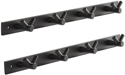 SOTECH set van 2 Blackline CORA V-haakrails 345 mm met 4 haken zwart gepoedercoat garderobehaken
