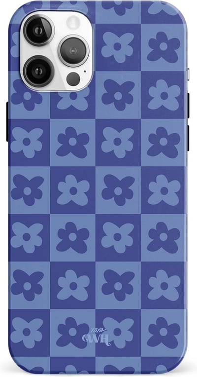 xoxo Wildhearts siliconen hoesje geschikt voor iPhone 12 Pro Max hoesje - Denim Blossom - Kwalitatieve backcover - TPU materiaal - Hoesje met bloemenprint - Bloemen - Blauw