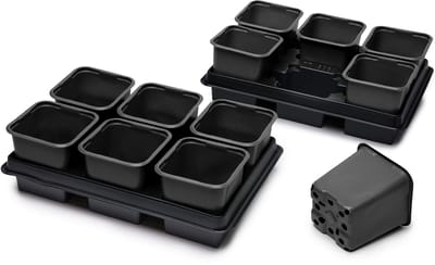 Garronda Kweekset Kweekpotten met schotel - Kamerplanten – Zwart (2 stuks) - GD-VE-Greenhouse