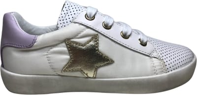Naturino Mt 27 veter/rits gouden ster lederen/nylon sneakers Annie Wit Lila