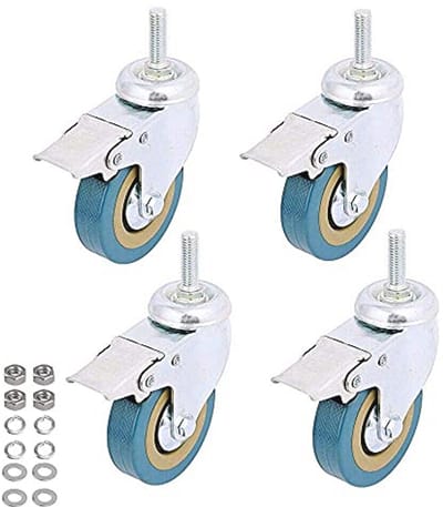 4-pack 3" zwenkwielen met rem voor trolley en meubels
