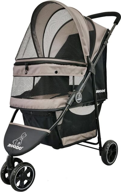 Lichtgewicht Hondenwandelwagen 3 Wielen - Kattenwagen met Schokdemping & Opbergmand