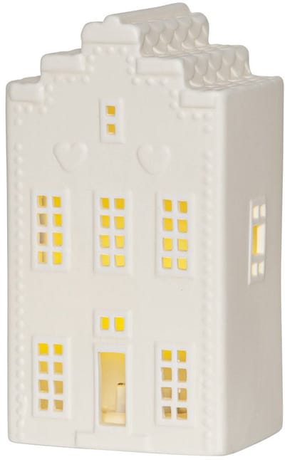 Star Trading Verlichte vuurtoren 'Vinter', keramiek, kerstlampje met batterijen + timer, warm wit, H 16 cm