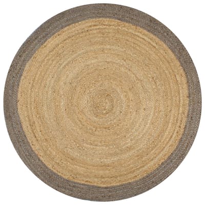 vidaXL - Vloerkleed - handgemaakt - met - grijze - rand - 90 - cm - jute