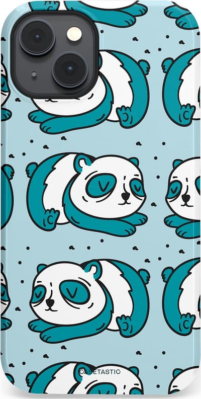 Casetastic hoesje geschikt voor Apple iPhone 14 Plus - MagSafe - Dubbellaagse bescherming - Panda dromen - Fashion Case - Lichtgrijs Petrol Wit