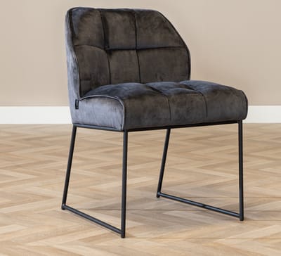 Bronx71® Velvet eetkamerstoel Janna antraciet - stoel