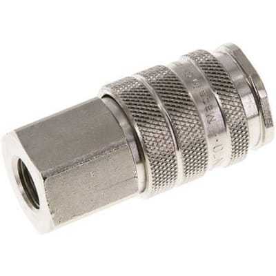 Vernikkeld Messing DN 10 Luchtkoppeling Snelkoppeling G 1/4 inch Binnendraad Double Shut-Off - CLS10-F-BN-SV-014