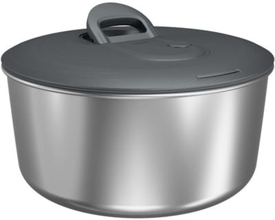 Zyliss Easy Spin L RVS - Slacentrifuge Ø27 cm – Uittrekbaar Koord en Rem – AquaVent™ Technologie – Sla Centrifuge met Antislip Bodem – Elegante RVS Serveerkom – Duurzaam Ontwerp