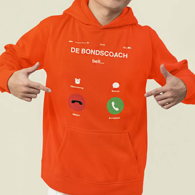 Oranje WK-EK Hoodie De Bondscoach Belt XS