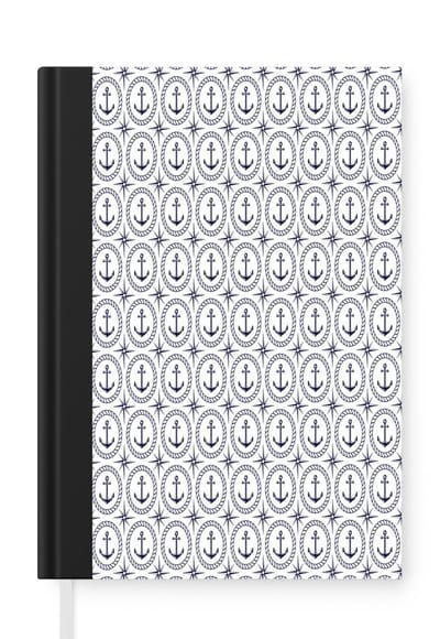 Notitieboek - Schrijfboek - Anker - Haven - Blauw - Wit - Notitieboekje klein - A5 formaat - Schrijfblok